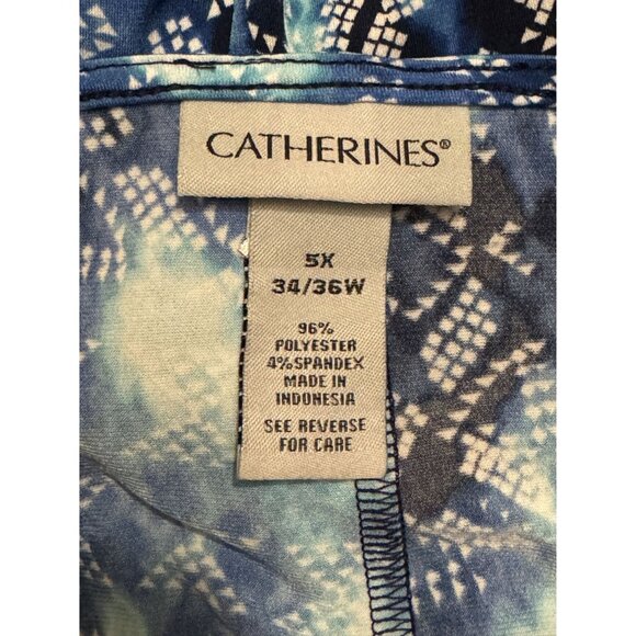 Catherines Blue Print Cold Shoulder Twist Knot Midi Dress Size 5X 34/36W Plus Sz - Picture 5 of 8